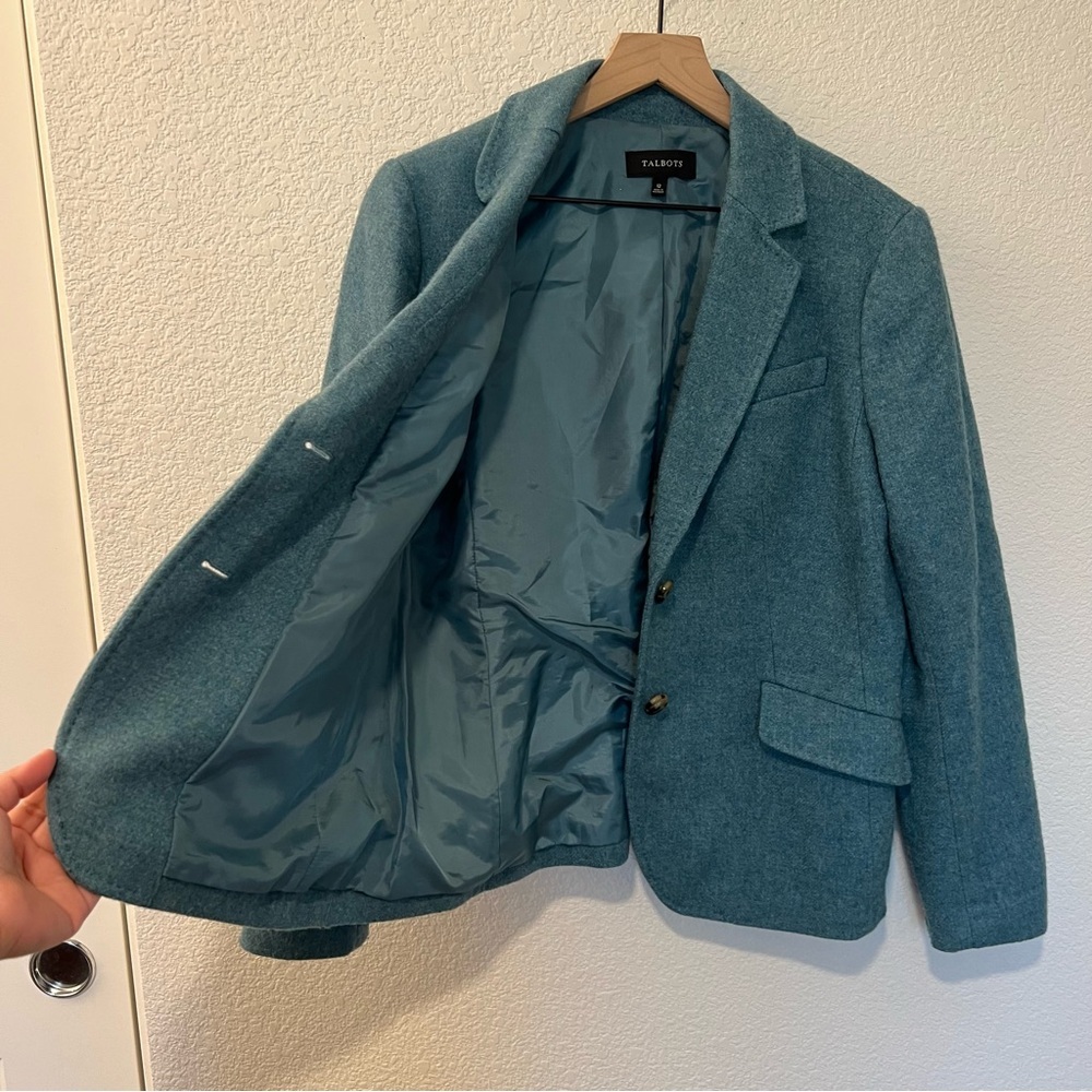 Talbots Wool Teal Blue Blazer- Size 12 - Picture 7 of 9